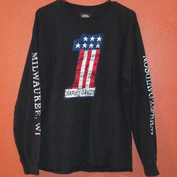 Harley-Davidson Other - Harley Davidson Museum Men Large Black Red White Graphic Long Sleeve Shirt